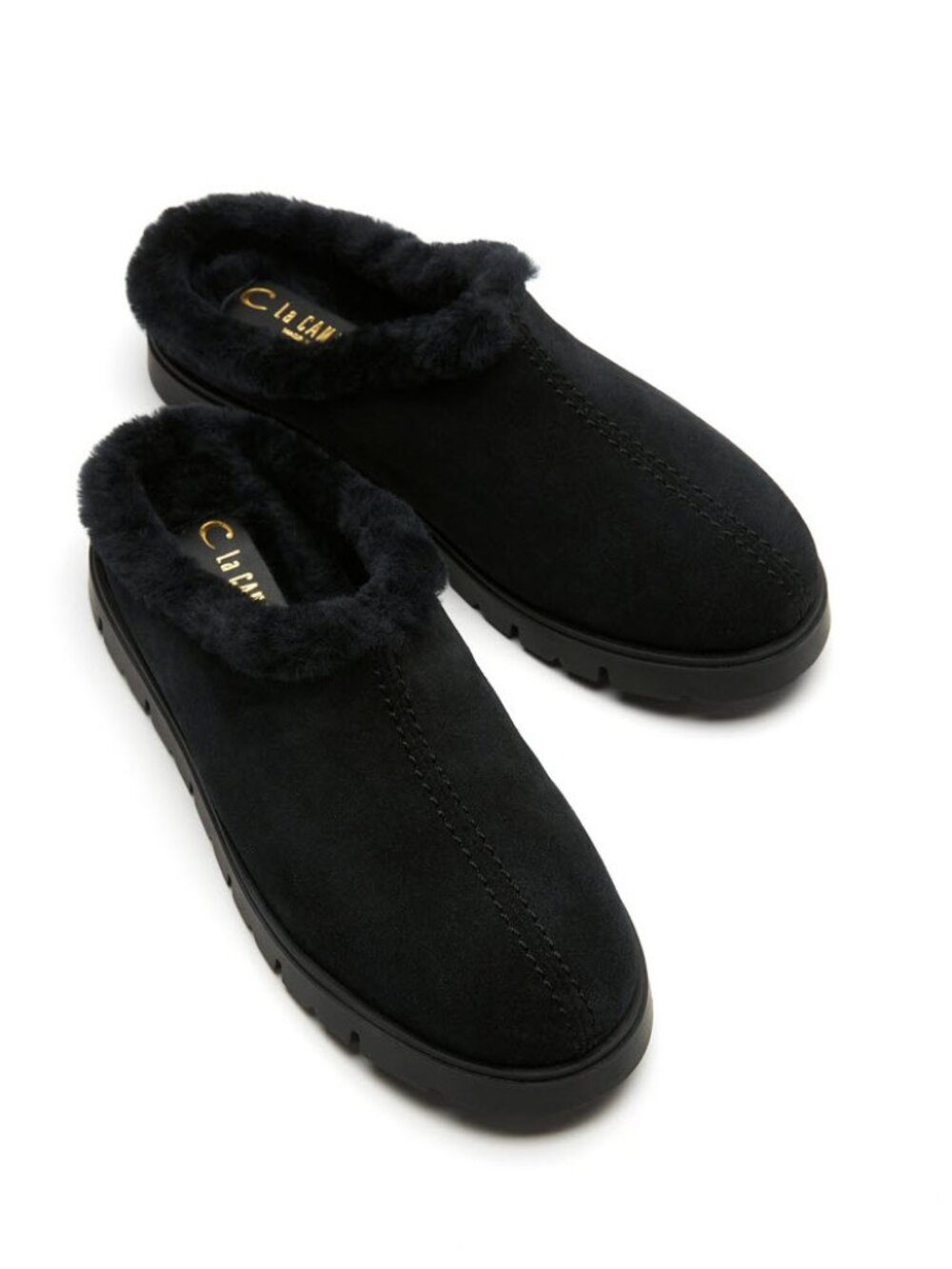 La Canadienne Eva City Dry Waterproof Shearling Lined  Suede Mule Sz 7